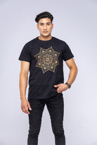 Black mandala t-shirt worn by man